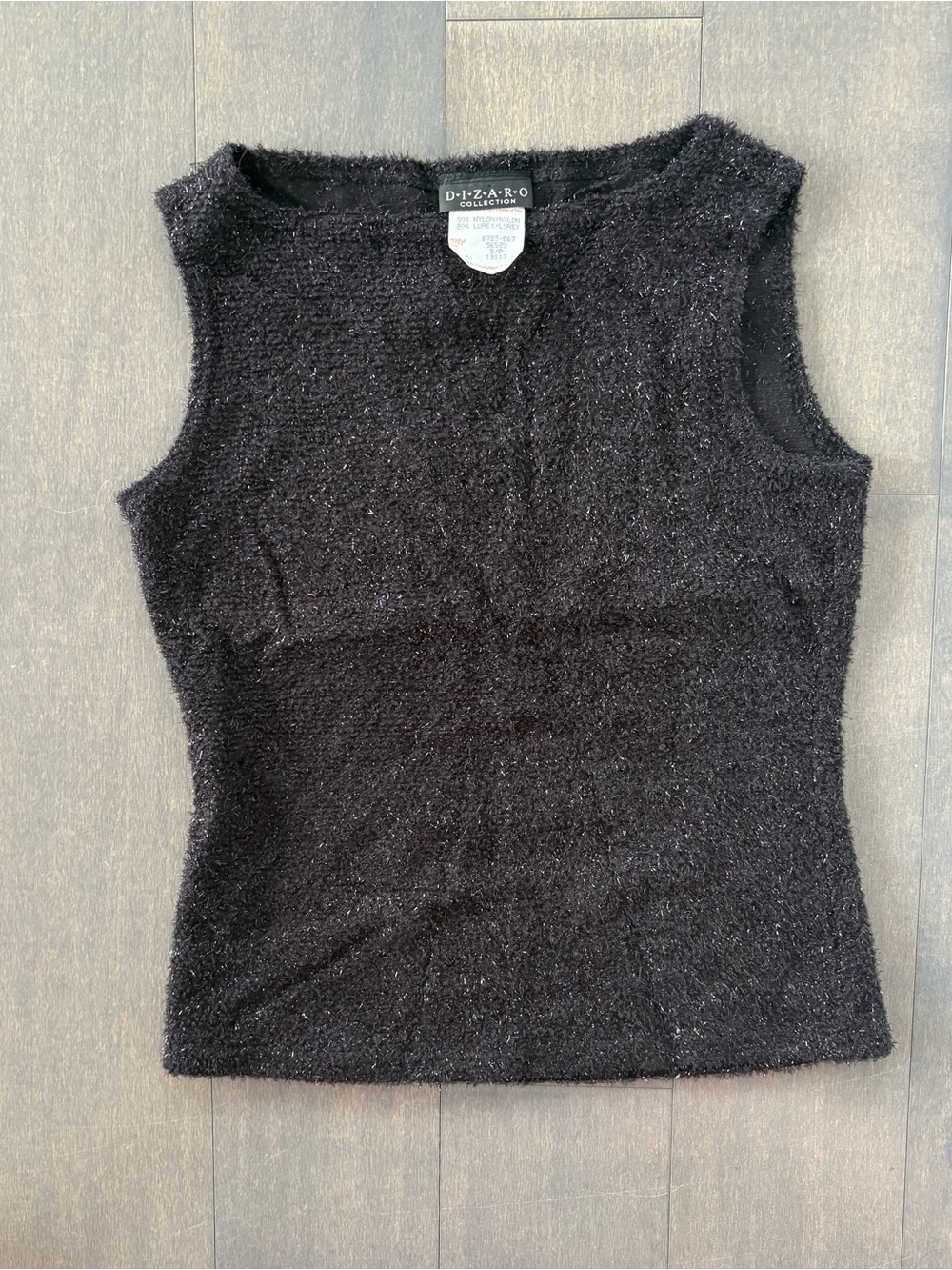 Black Sleeveless Fuzzy Knit Top